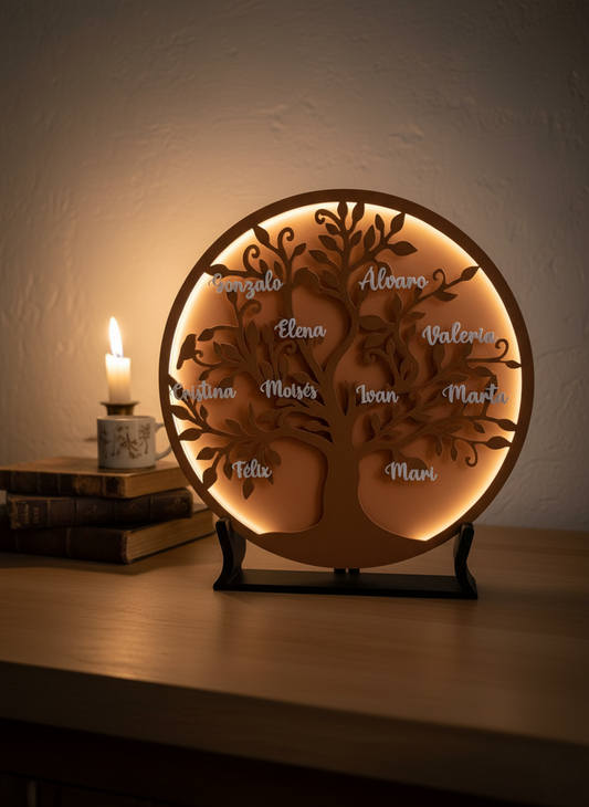 Árbol Genealógico Personalizado con Luz LED