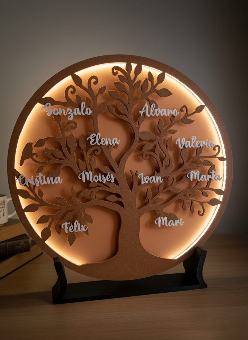 Árbol Genealógico Personalizado con Luz LED