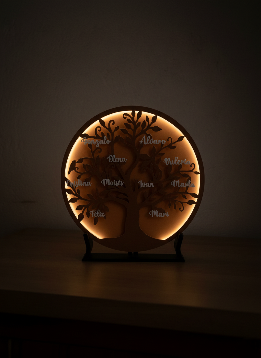 Árbol Genealógico Personalizado con Luz LED