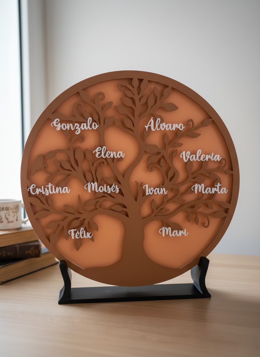 Árbol Genealógico Personalizado con Luz LED