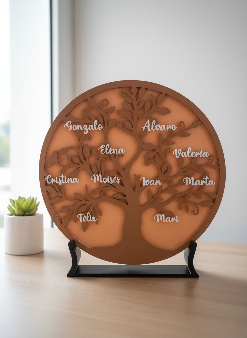 Árbol Genealógico Personalizado con Luz LED