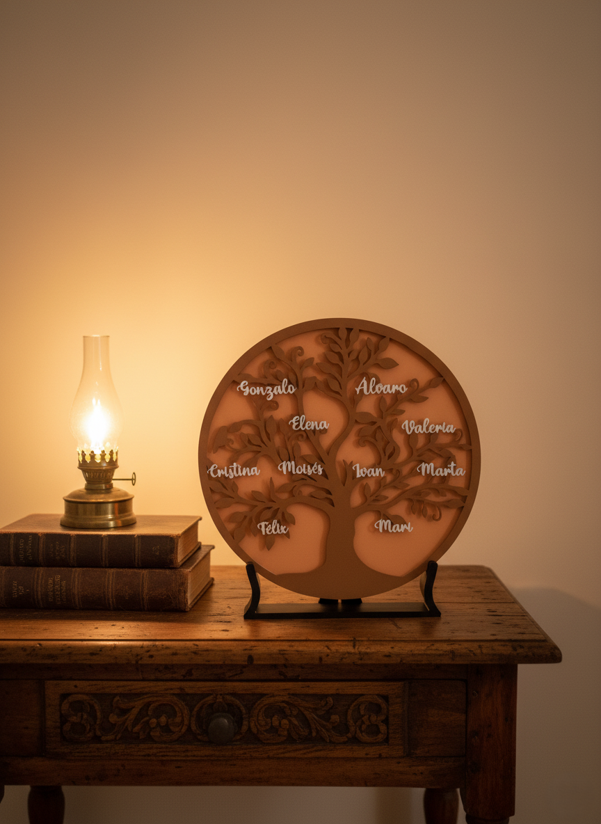 Árbol Genealógico Personalizado con Luz LED
